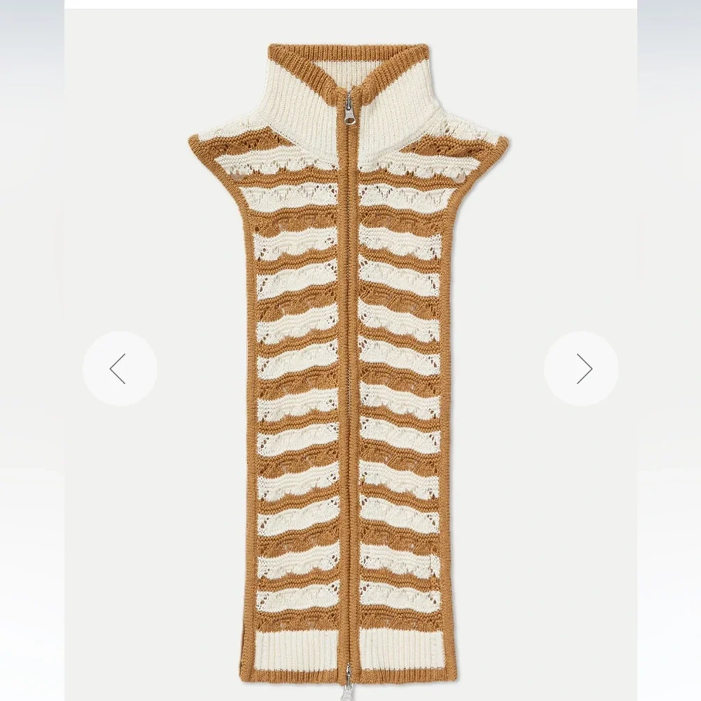 $268 NWT Veronica Beard Ariana Dickey Jacket insert dual zip tan white stripe - Picture 10 of 10